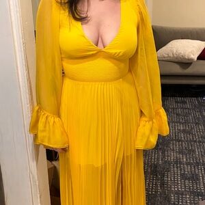 Alice + Olivia Sample Yellow Long Sleeve Dress